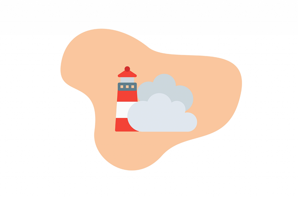 Illustration d’un phare et de nuages de pluie